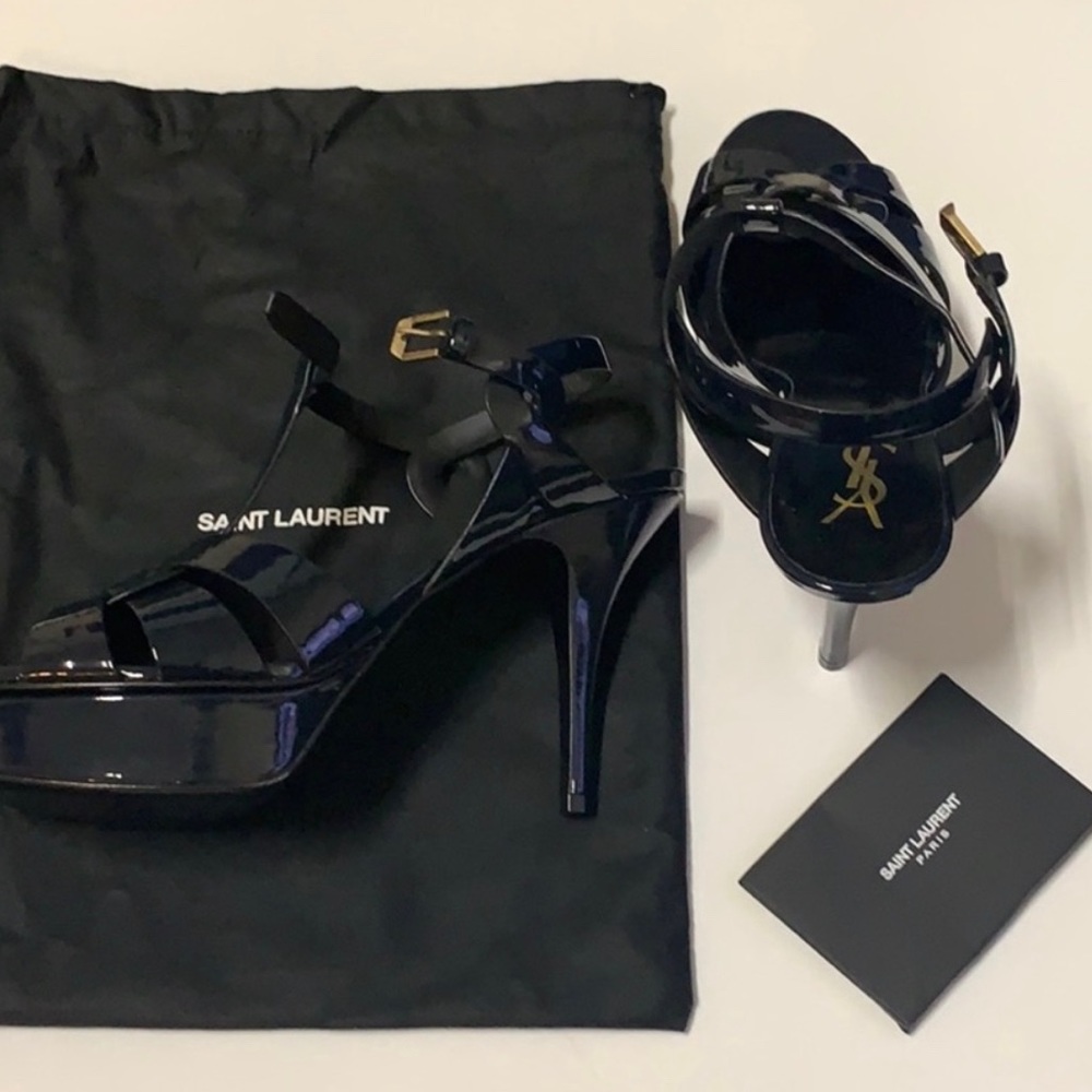 Yves Saint Laurent Black Patent Leather Platform Heels